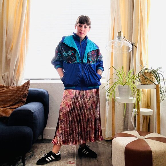 Vintage Windbreaker 90s Lavon Bold Print Nylon Athletic Sport Jacket M-XL - Picture 4 of 16